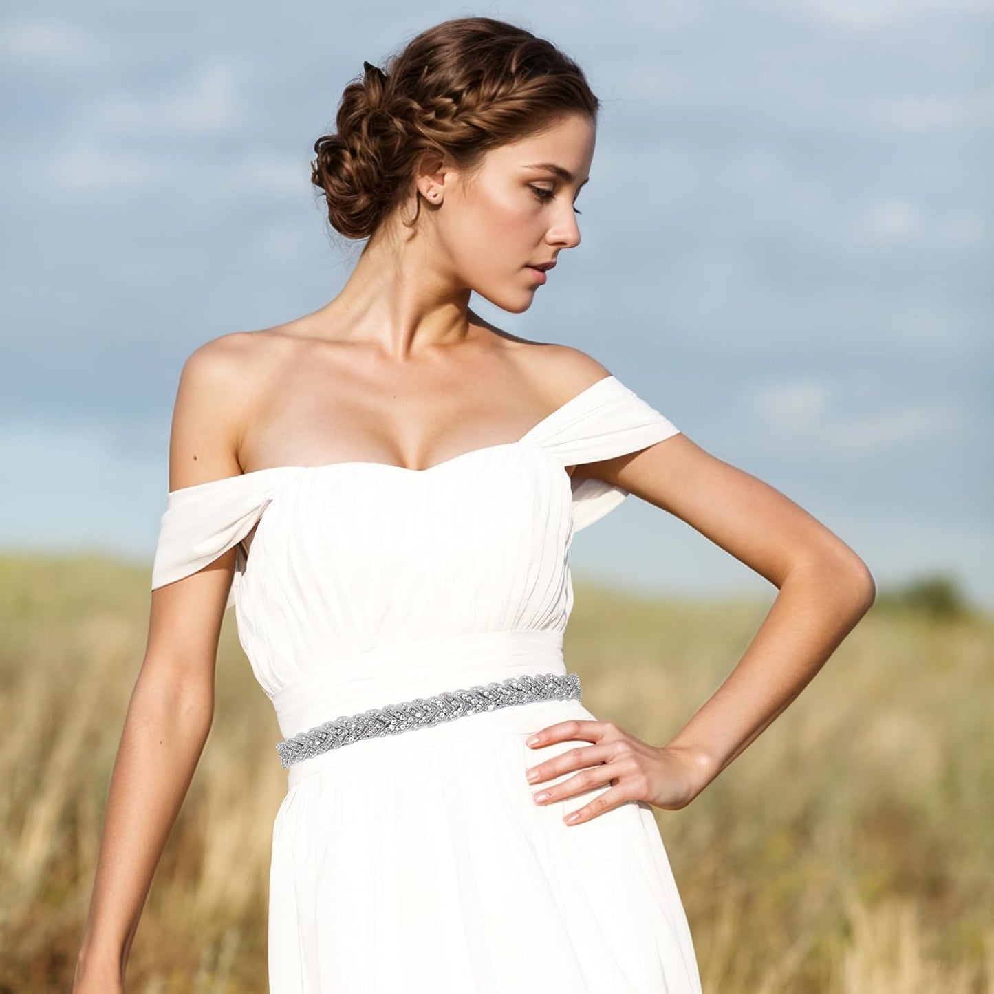 Bridal Rhinestone Wedding Waist Belt for Women Sparkly Belt Wedding Satin Sash for Special Occasion