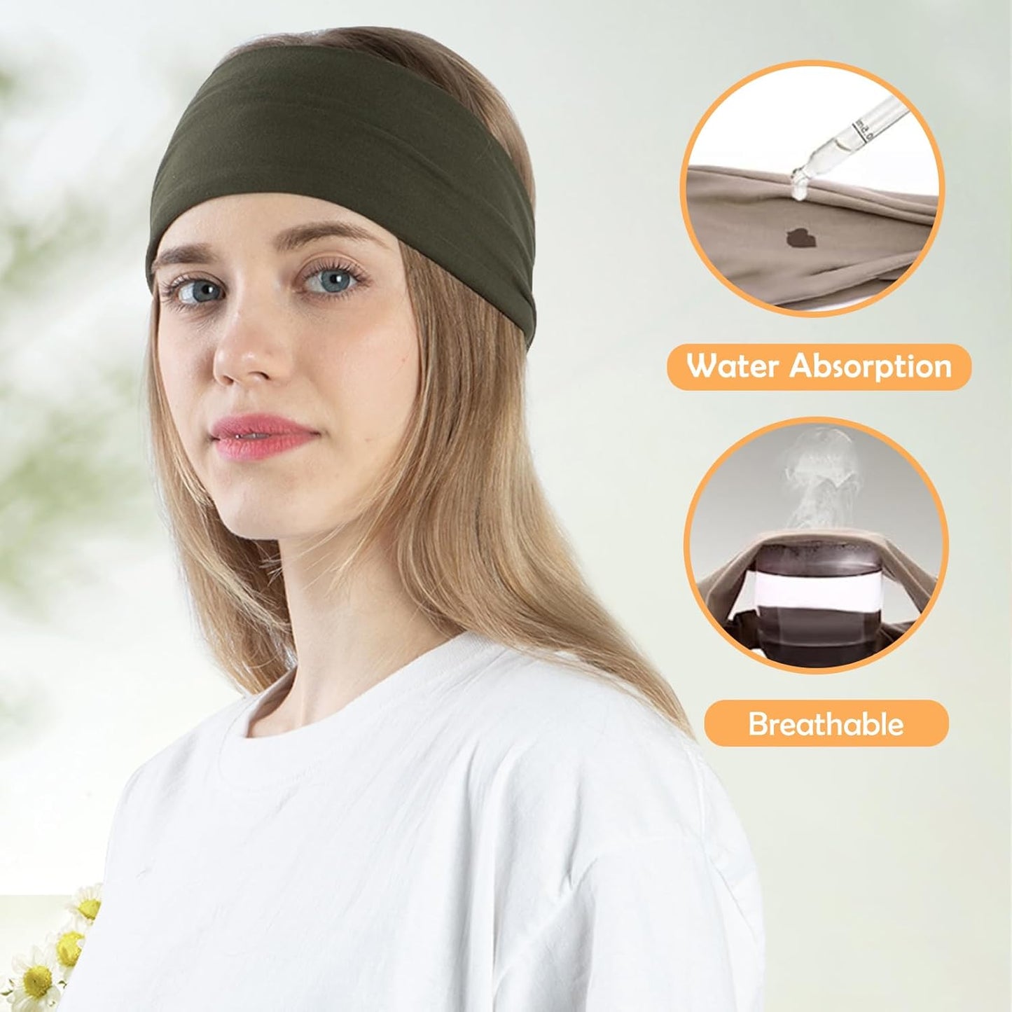 10 Pack Wide Headbands for Women, Workout Yoga Running Sports Headband Elastic Hair Bands, Boho Non Slip Sweat Head Bands Thick Head Wrap (Solid Headbands)