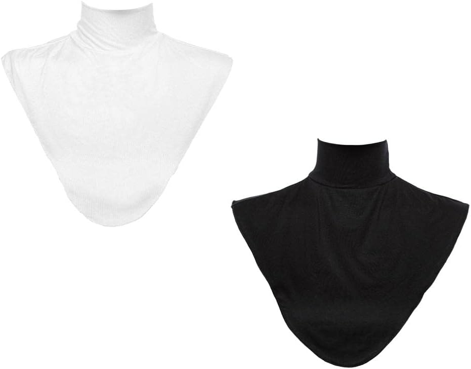 Fityle 2/pieces Stretchy Modal Detachable Turtleneck Dickey Collar Neck Hijab Extension
