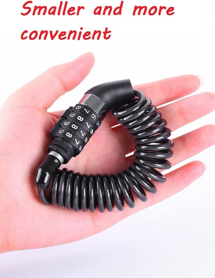 2PCS Black Motorcycle Helmet Lock, Portable Password Combination Security 59 Inch for Bicycle Suitcase Luggage 4 Digit Little Cable Lock, Retractable Stroller