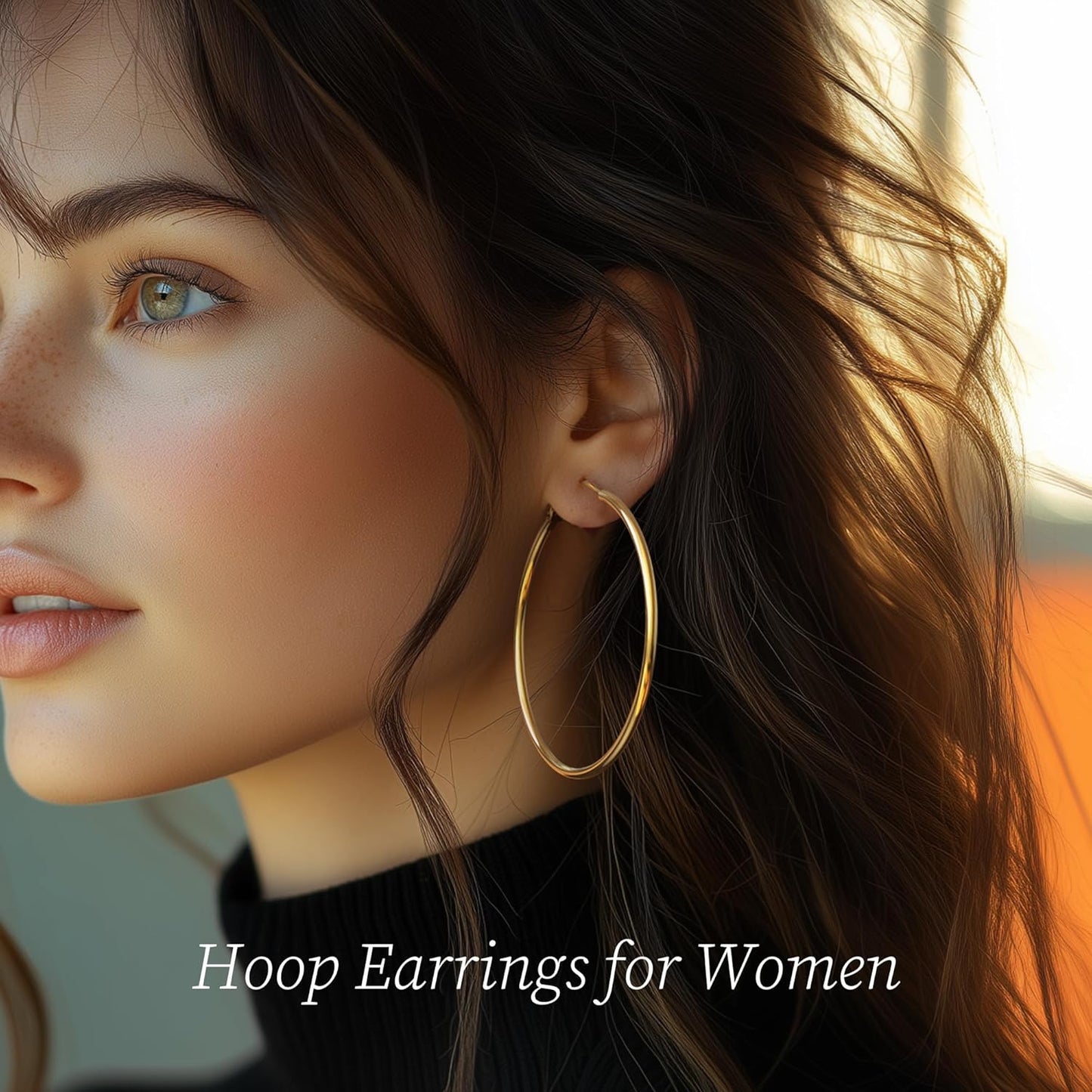 5 Pairs Gold Hoops Earrings for Women, Stainless Steel Large Gold Hoop, Fashion Classic Lightweight Women Earrings (30/40/50/60/70 MM)
