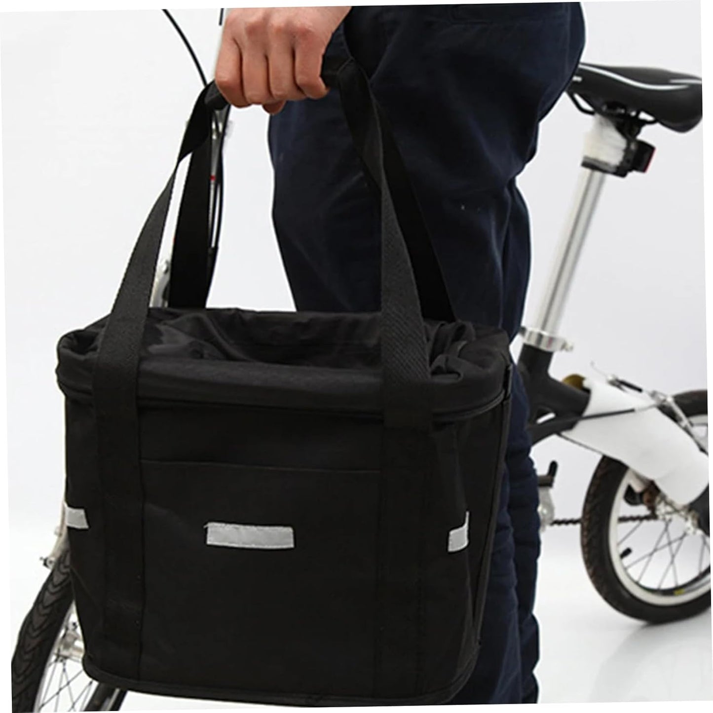 Bike Basket, 10kg Storng Bearing Foldable Bike Front Basket, Removable Dog Carrier for Handlebar, Machine Washable