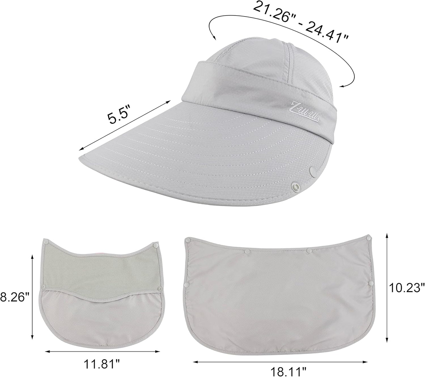Women Sun Wide Brim UV Protection Fishing Hats Foldable Ponytail Summer Hat with Detachable Flap