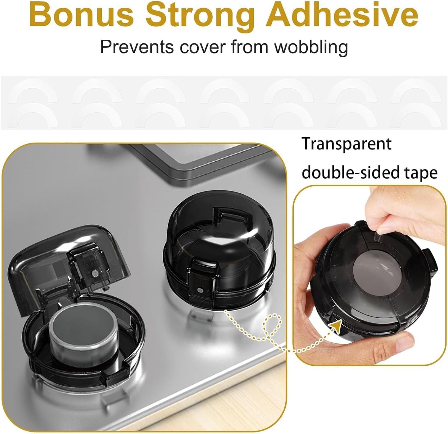 10Pcs Stove Locks,Child Safety Oven Knob Covers Stove Lock,Stove Stopper Knob Safety Covers,Stove Protector for Kids(Transparent Black)
