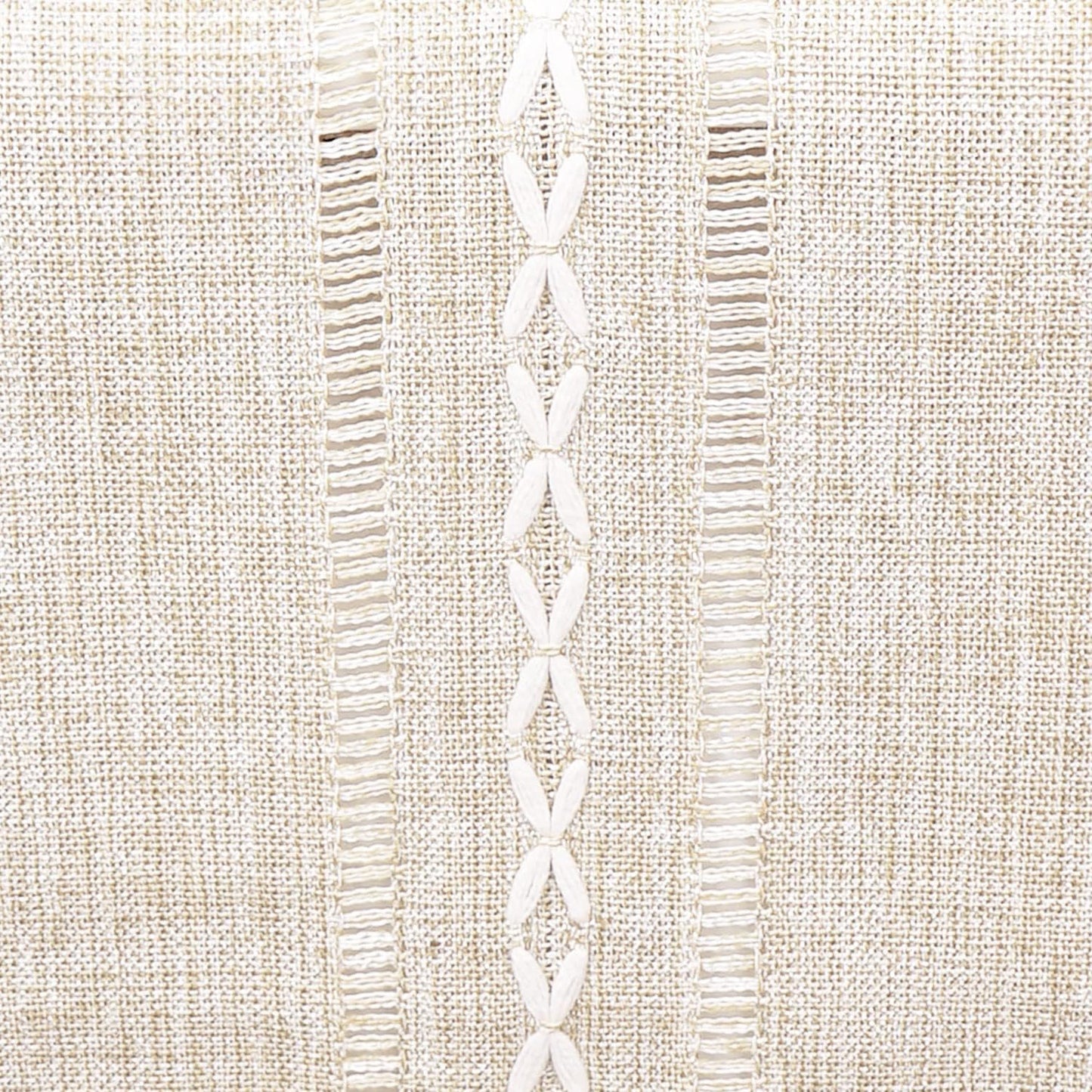 Fall Table Runner Farmhouse Rustic Style 13“ x 90”, Braided Striped Linen Cream Table Runner 90 Inches Long with Tassels for Dining Room Kitchen Reading Dresser Décor,Ivory White