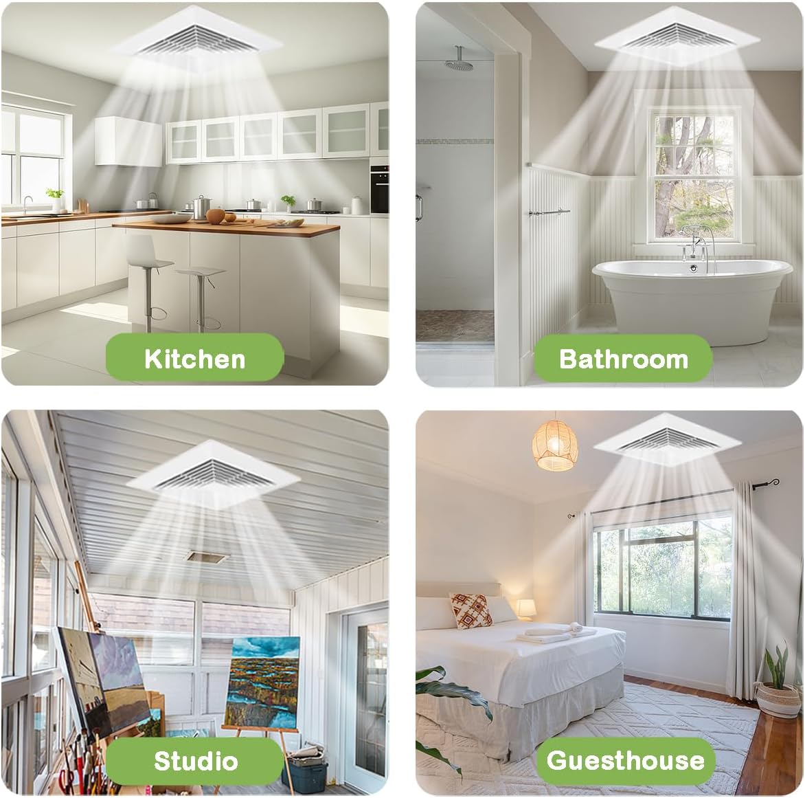12x12'' Bathroom Exhaust Fan Cover, Vent Hood Replacement with Spring, Exhaust Fan Housing, Bathroom Ceiling Grill, Ventilation Fan Grill, Air Vent Cover, Air Filter Diverter Diffuser (1Pcs)
