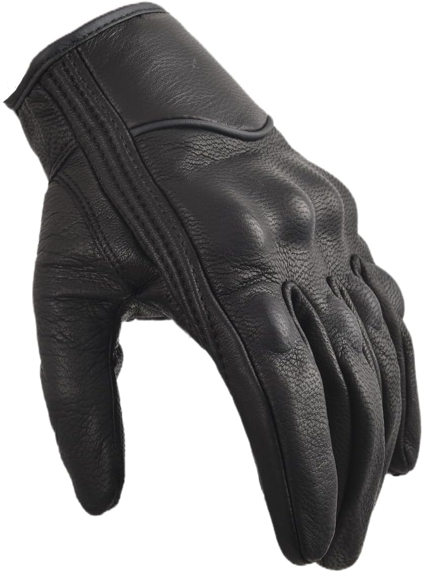 Motorcycle Leather Gloves for Men Touchscreen Motocross Gloves Moto Gloves Dirt Bike Biker Riding Gloves Black