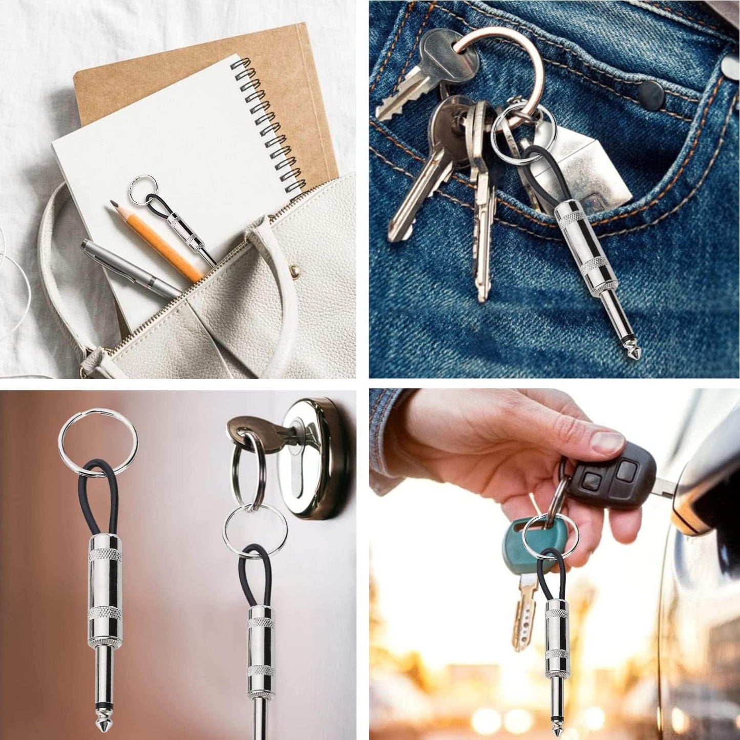 4-Piece Guitar Amplifier Keychain Set - 6.35mm Audio Plug Keyring - Music Gift for Recording Studio, Rehearsal Space, Guitar Lover Decoration