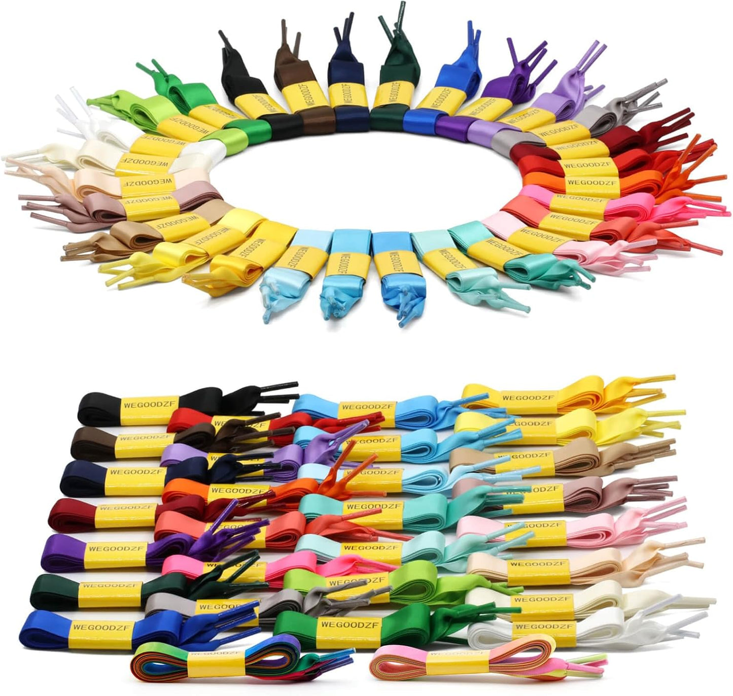 Flat Satin Ribbon Shoelaces: 2cm Wide Silk Shoe Laces for Women -2 Pair