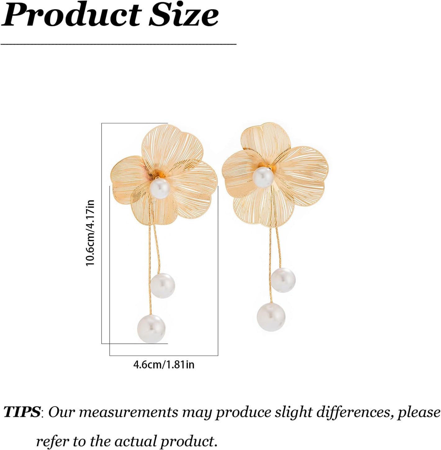 Gold Flower Earrings for Women Big Statement Flower Earrings 3D Floral Earrings Prom Wedding Jewelry
