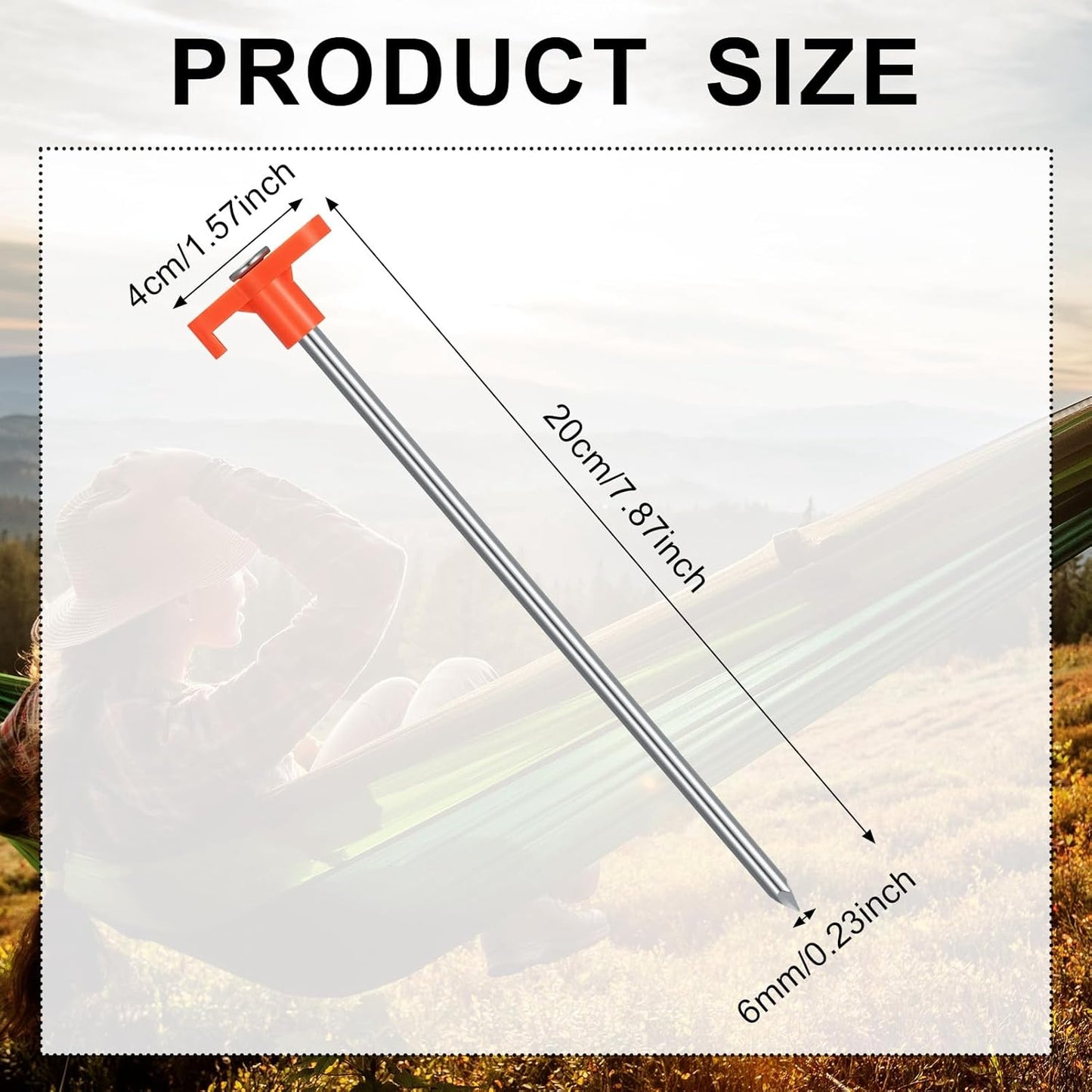 10 Pcs Tent Pegs Heavy Duty Metal Tent Stakes Heavy Duty 7.87inch Ground Pegs for Awnings for Hard Ground, Camping
