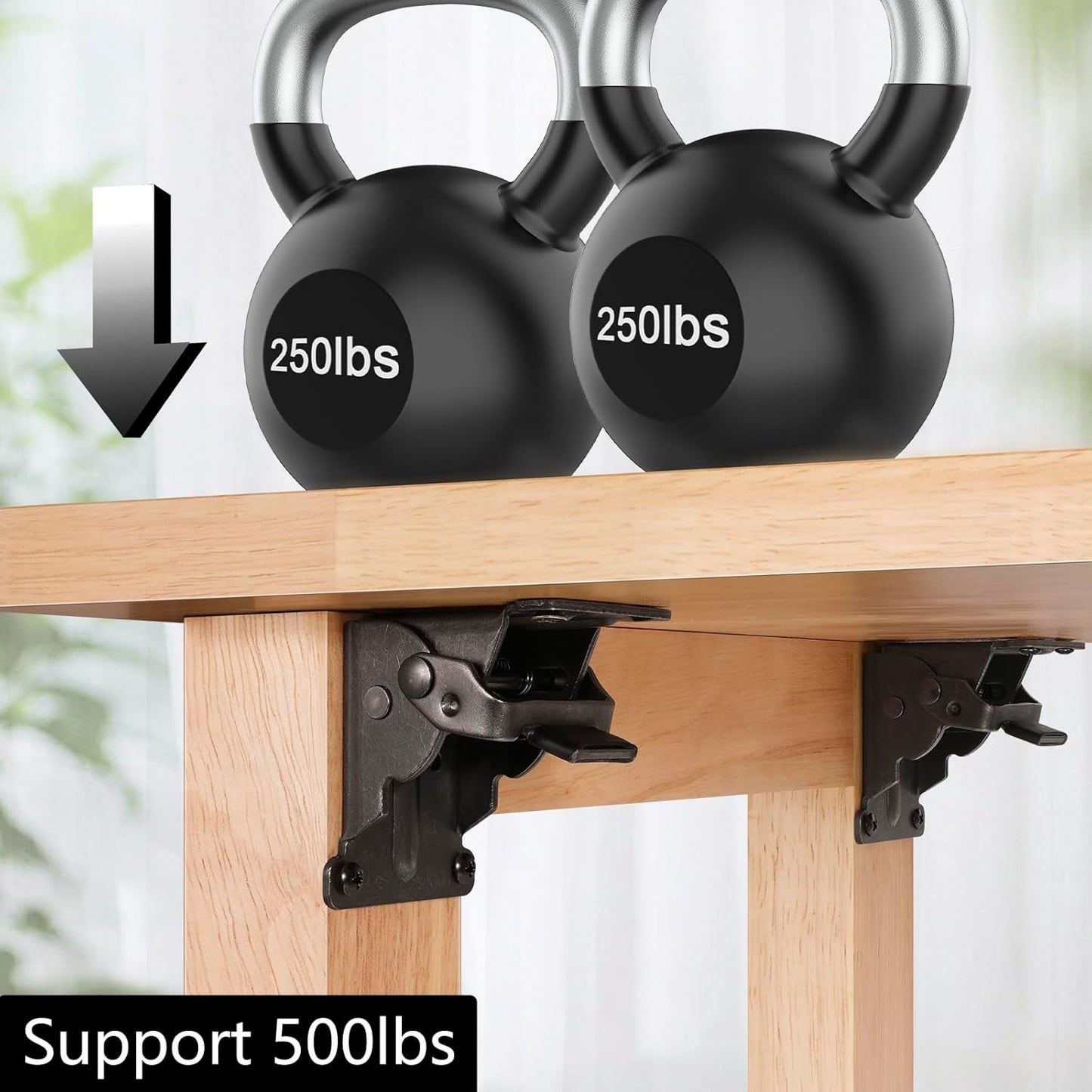 4 Pack Folding Brackets, Self-Lock Hinge with Screws for Folding Table Legs, Lock Extension Support Bracket Bed Legs, Black