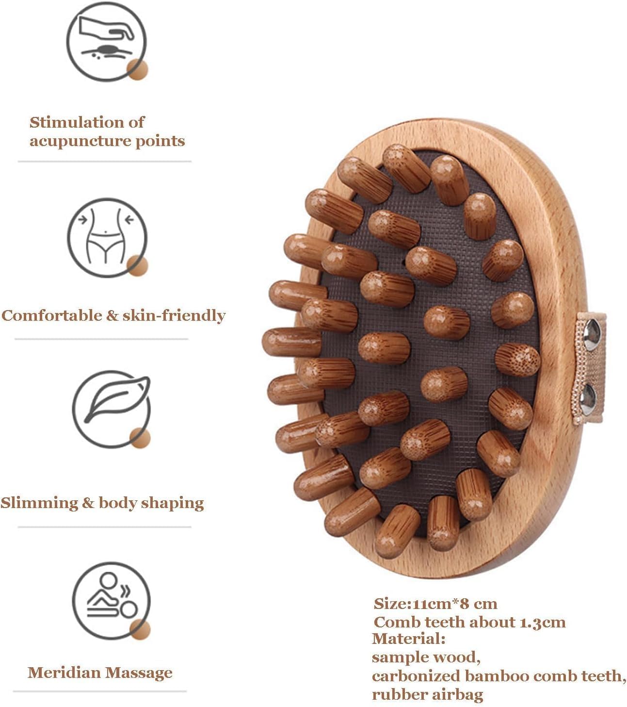 Meridian Pressure Brush, Wood Therapy Massage Tools for Belly Fat, Handheld Wooden Massager Body Brush for Cellulite Remover, Body Shaping and Muscle Pain Relief (2 PCS)
