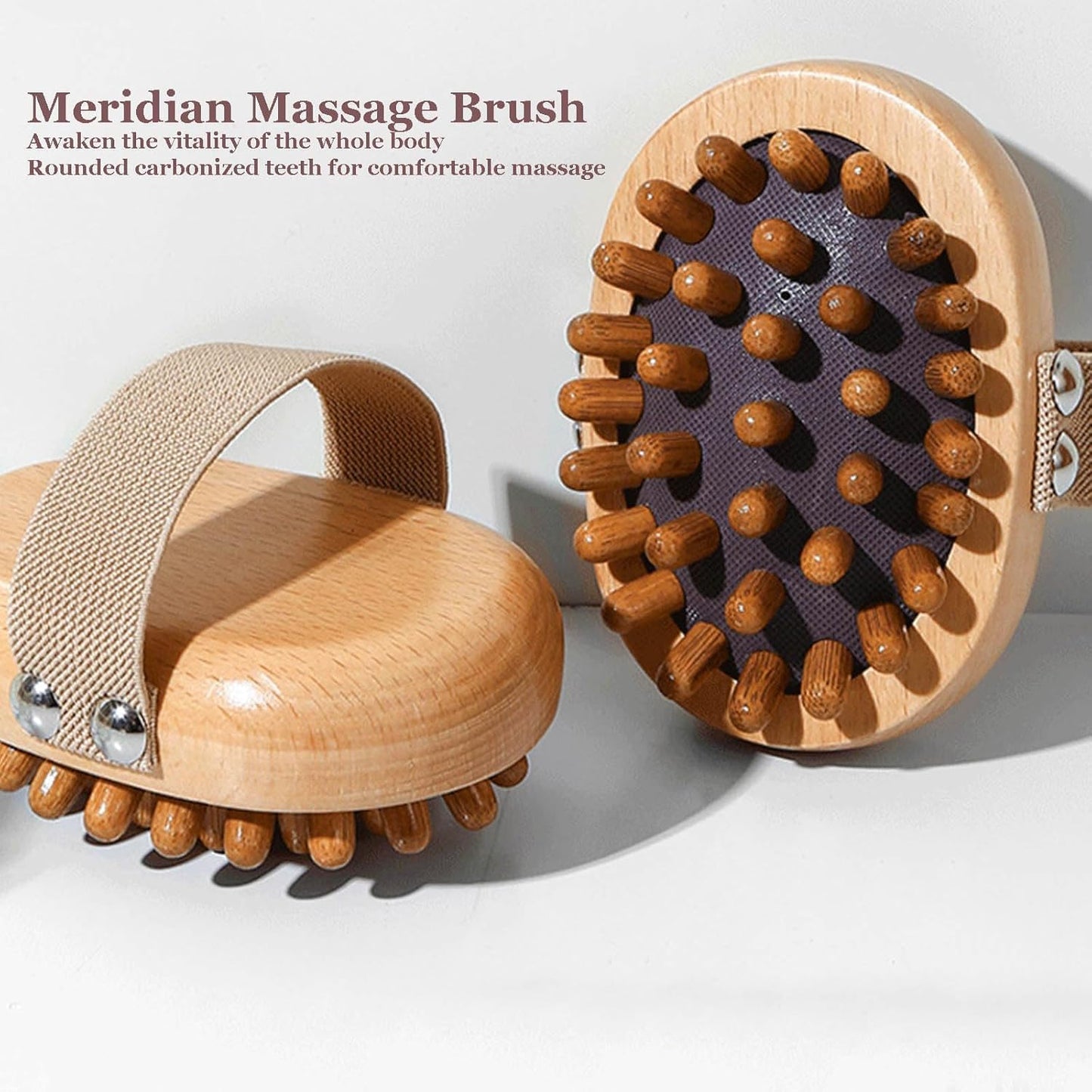 Meridian Pressure Brush, Wood Therapy Massage Tools for Belly Fat, Handheld Wooden Massager Body Brush for Cellulite Remover, Body Shaping and Muscle Pain Relief (2 PCS)