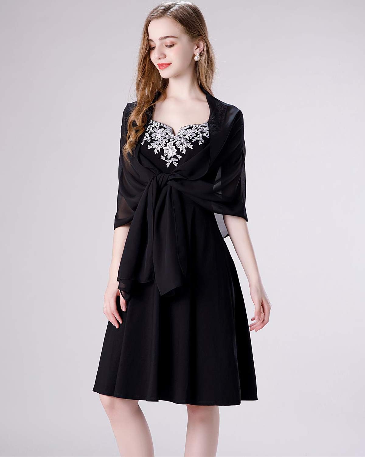 Soft Chiffon Scarve Shawls Wraps for Dresses Women Accessories Black
