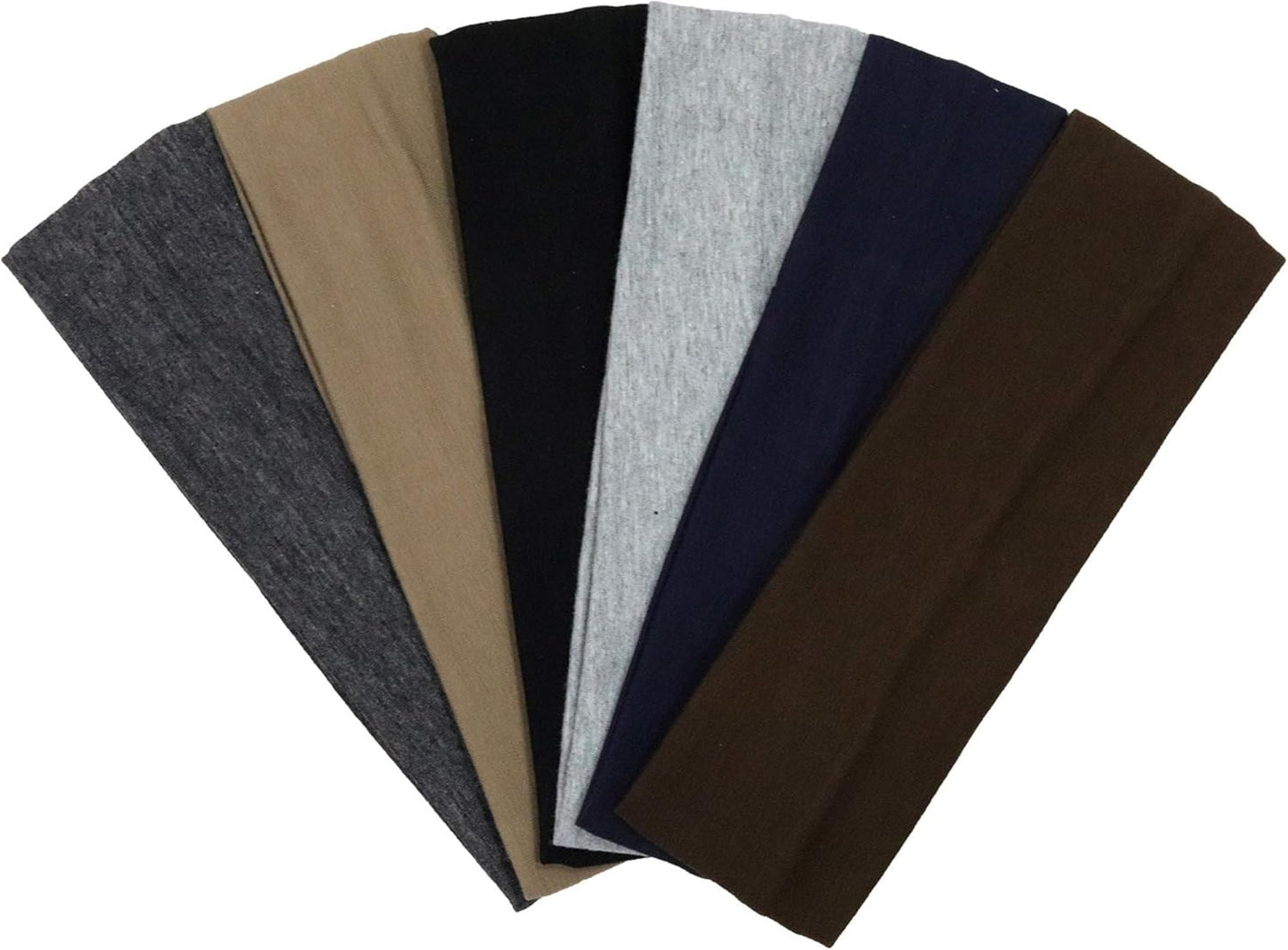 Cotton Headbands 6 Pack Stretch Elastic Yoga Soft and Stretchy Sports Fashion Headband for Teens Women Girls by  (6 pc 2" Cotton Headbands-Neutral)