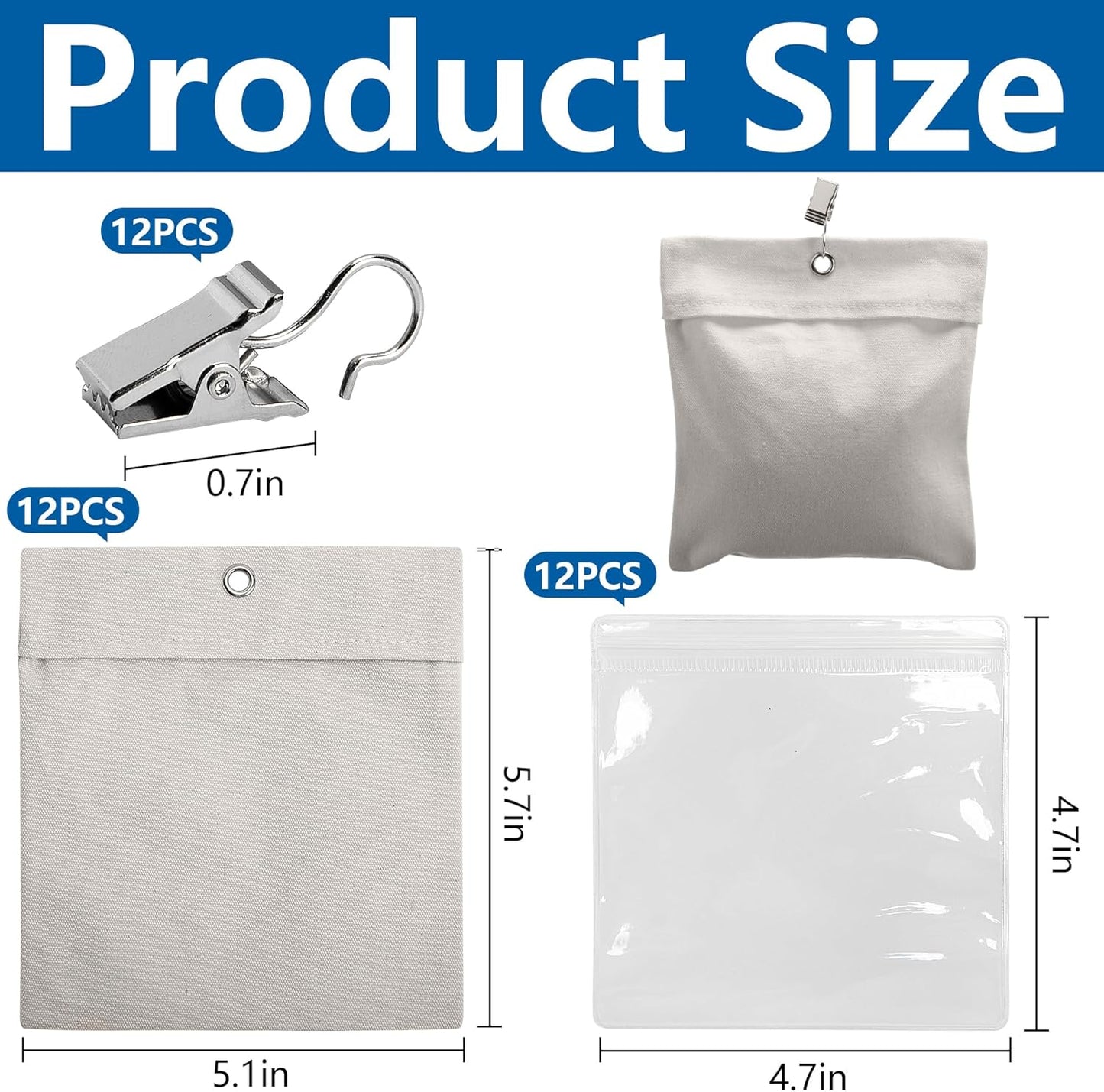 12 Pack Outdoor Curtain Weights Bag, Patio Curtain Sandbag with Sealed Bags and Clips, Reusable Drapery Weighted Bags for Home Outdoor Pergola Gazebo Front Porch (Grey)