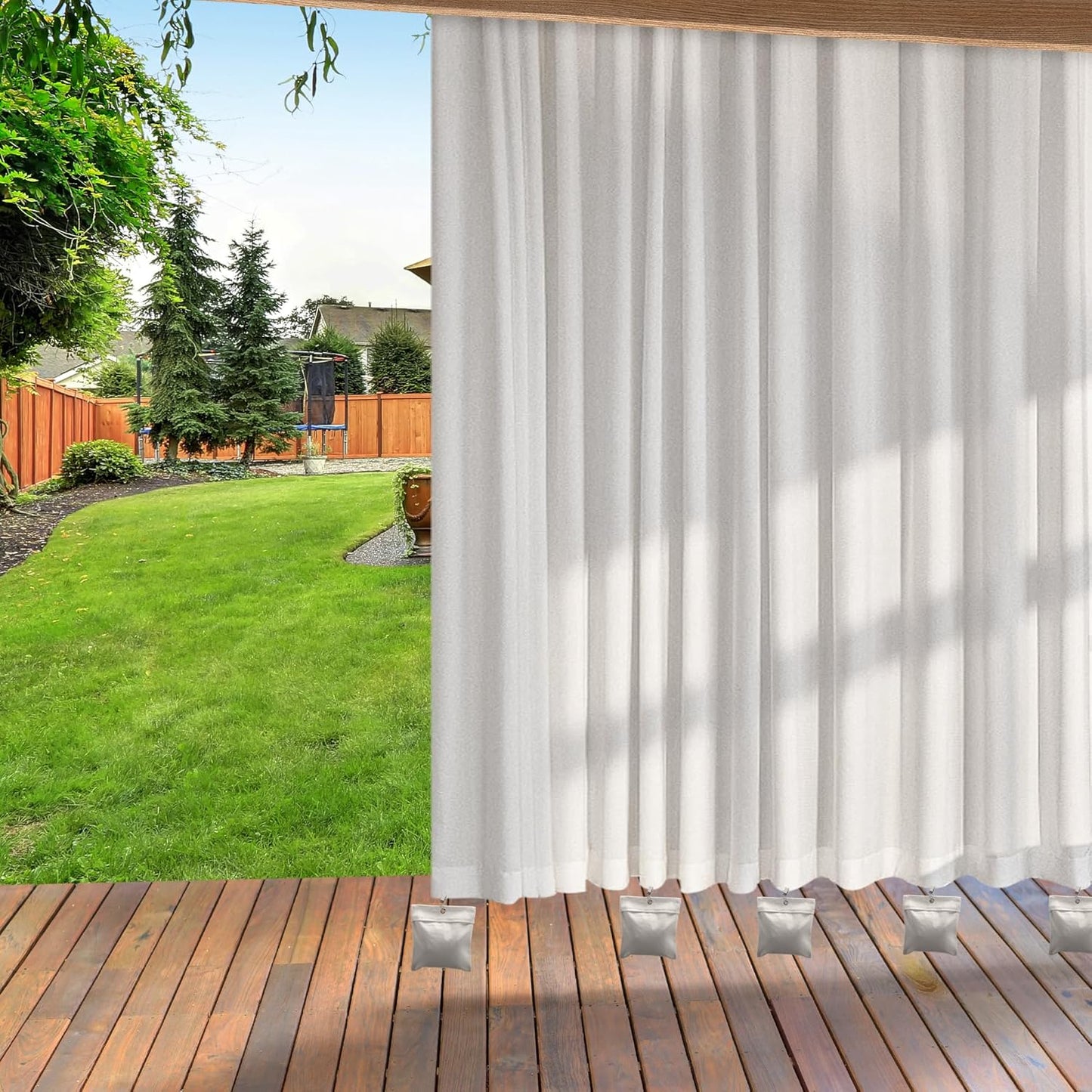 12 Pack Outdoor Curtain Weights Bag, Patio Curtain Sandbag with Sealed Bags and Clips, Reusable Drapery Weighted Bags for Home Outdoor Pergola Gazebo Front Porch (Grey)