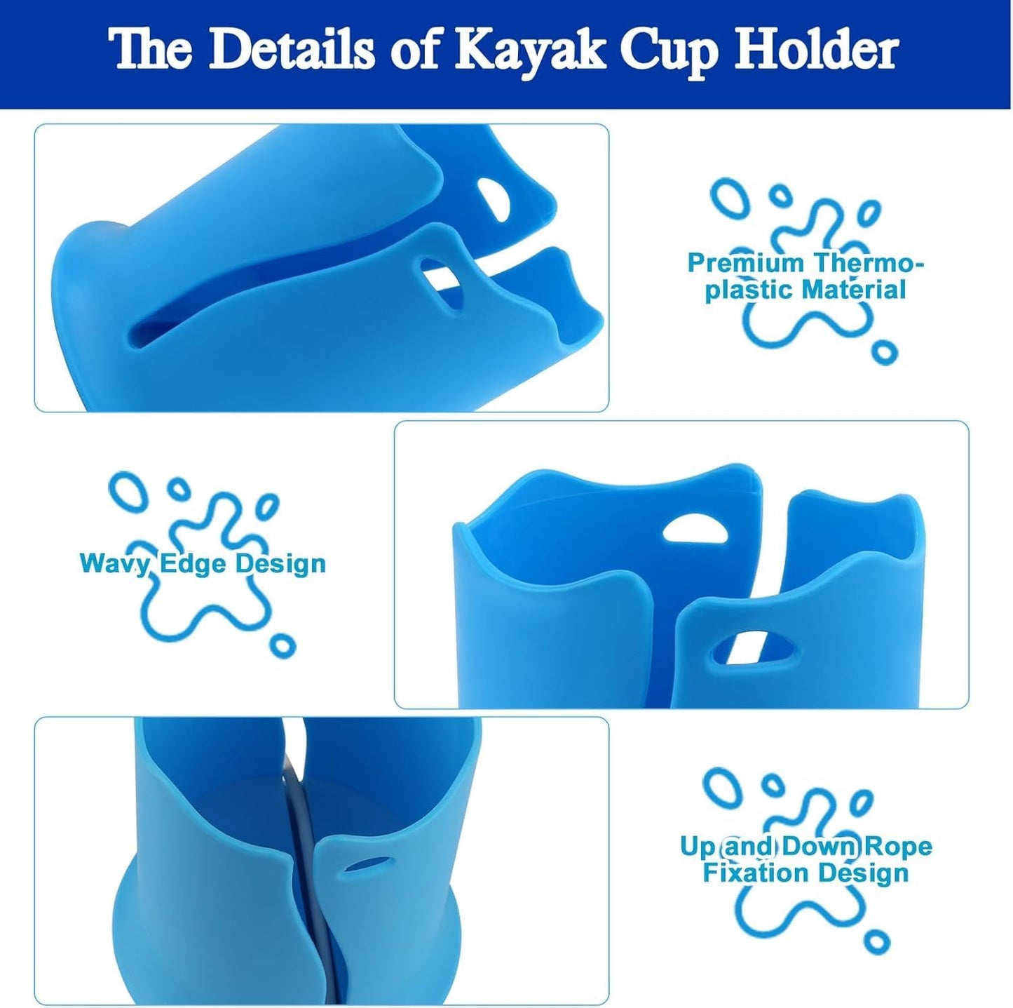 Paddle Board Drink Holder,Kayak Drink Holder,SUP Paddle Board Cup Holder,Fishing Tool and Lures Storage, Kayak Water Bottle Holder,Fit Most Large-Sized Cups (2pcs)
