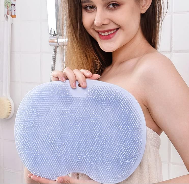 2 Pcs Large Shower Foot Scrubber Mat Cleans, Exfoliation, Shower Foot Massager Scrubber, Foot Cleaner Massage Mat with Non Slip Suction Cups, Improve Circulation Relieve Tired and Pain （BLUE）