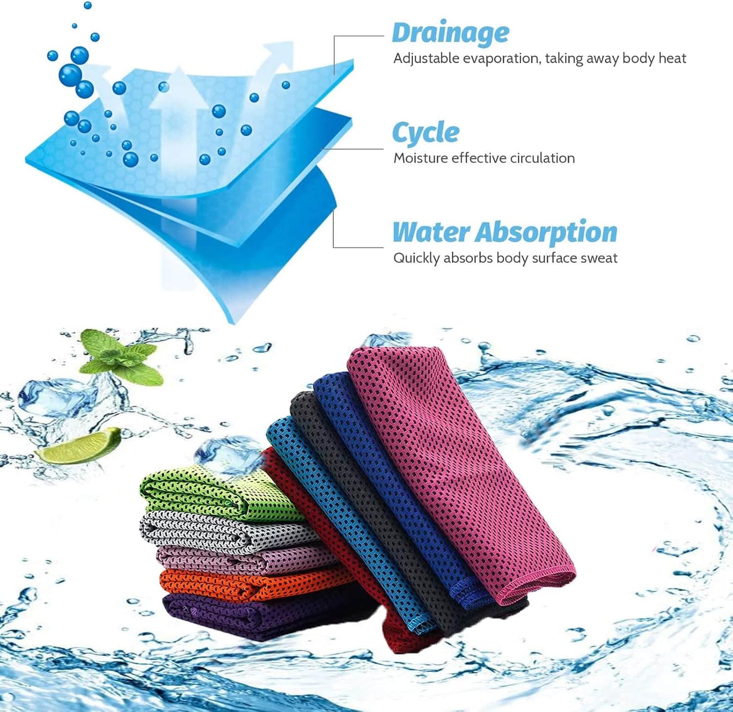 Cooling Towel Ice Towel Workout Towel, Soft Breathable Sweat Towel for Sports, Yoga, Gym, Golf, Camping, Running, Fitness, Workout & More Activities (10 PCS)