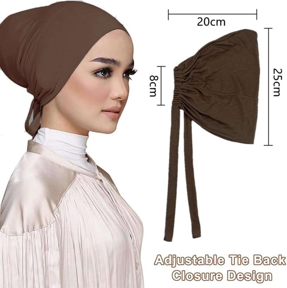 Women Under Scarf Hat Hijab Cap Islamic Muslim Under Scarf Hijab Cap with Tie-Back Closure