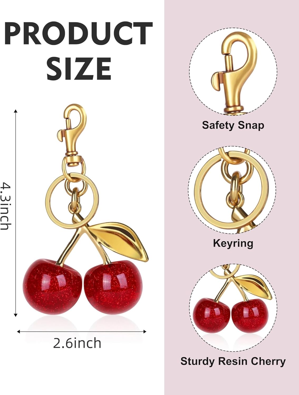 Cherry Bag Charm Women Cute Cherries Keychain Sparkling Purse Charms Pendant for Handbag Wallet Car Phone