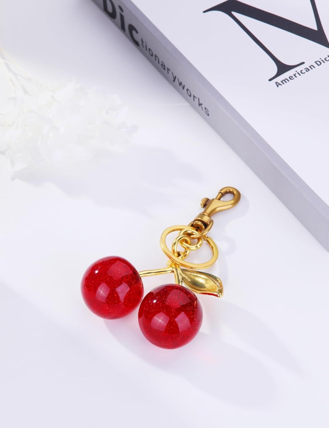 Cherry Bag Charm Women Cute Cherries Keychain Sparkling Purse Charms Pendant for Handbag Wallet Car Phone