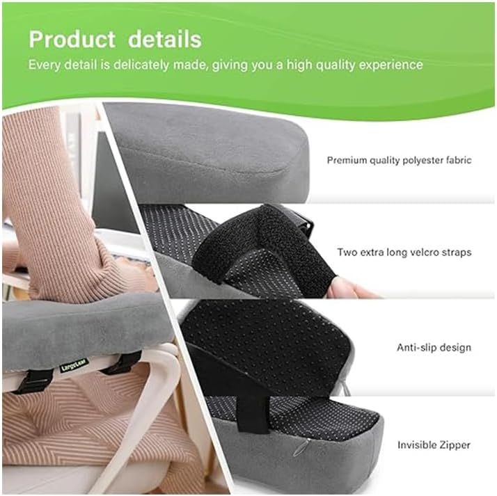 2 Pack Chair Armrest Pads,Chair Armrest Cooling Gel Cushions, Ergonomic Armrest Pads,Office Chair Armrest Pads Covers with Memory Foam Elbow Pillow for Forearm Pressure Relief for Computer (Grey)
