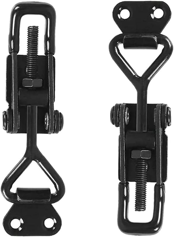 6 Pack Adjustable Toggle Clamp, Black Pull Latch,Heavy Duty Toggle Latch Hasp Clamp,4001 Lockable Quick Release Pull Metal Draw Latch for Door, Box Case Trunk, Smoker Door, Jig