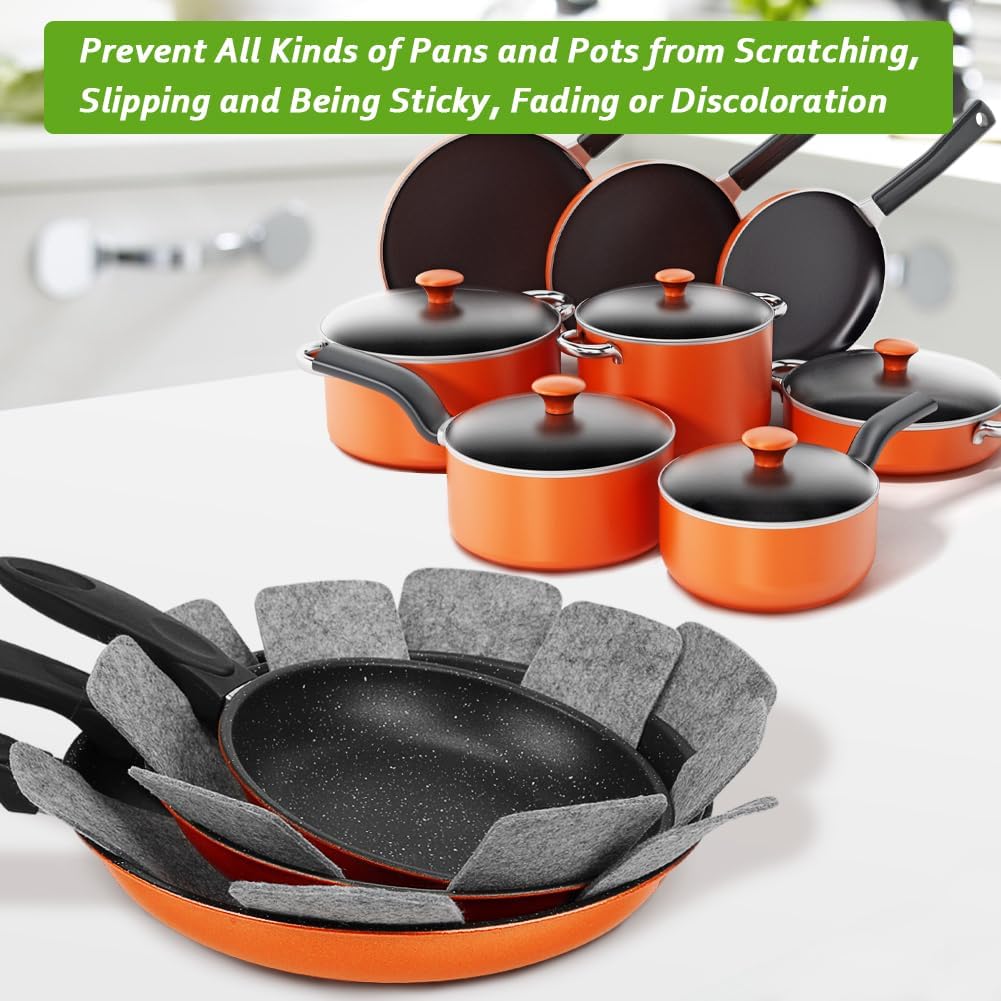 Pot and Pan Protectors, Set of 12 and 3 Different Size, Cookware Dividers Pads/Stacking Pan Protectors/Pot Separators Pads for Protecting and Separating Pots Pans