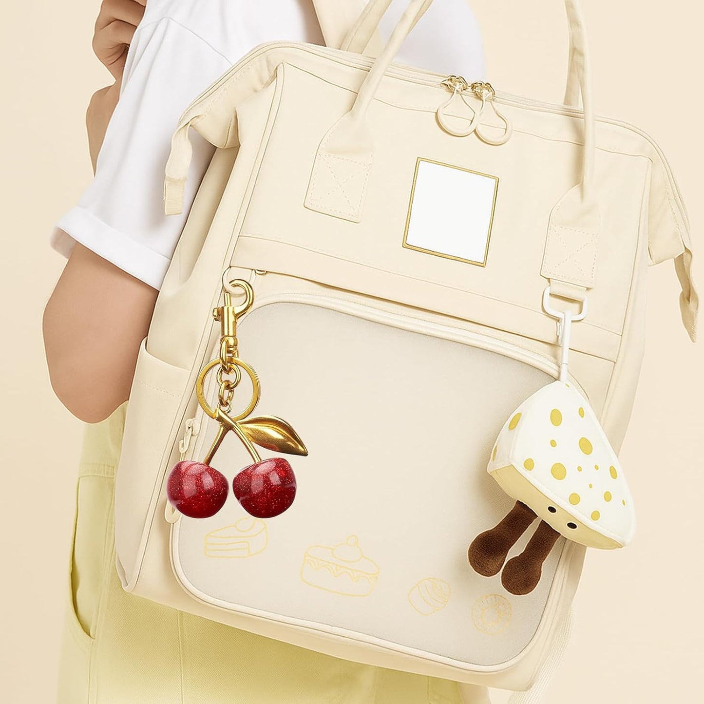 Cherry Bag Charm Purse Charms Keychain- Car Cherry Accessories keychians Gifts for Women Mom Daughter Gifts Christmas Valentine Bag Accessory Christmas