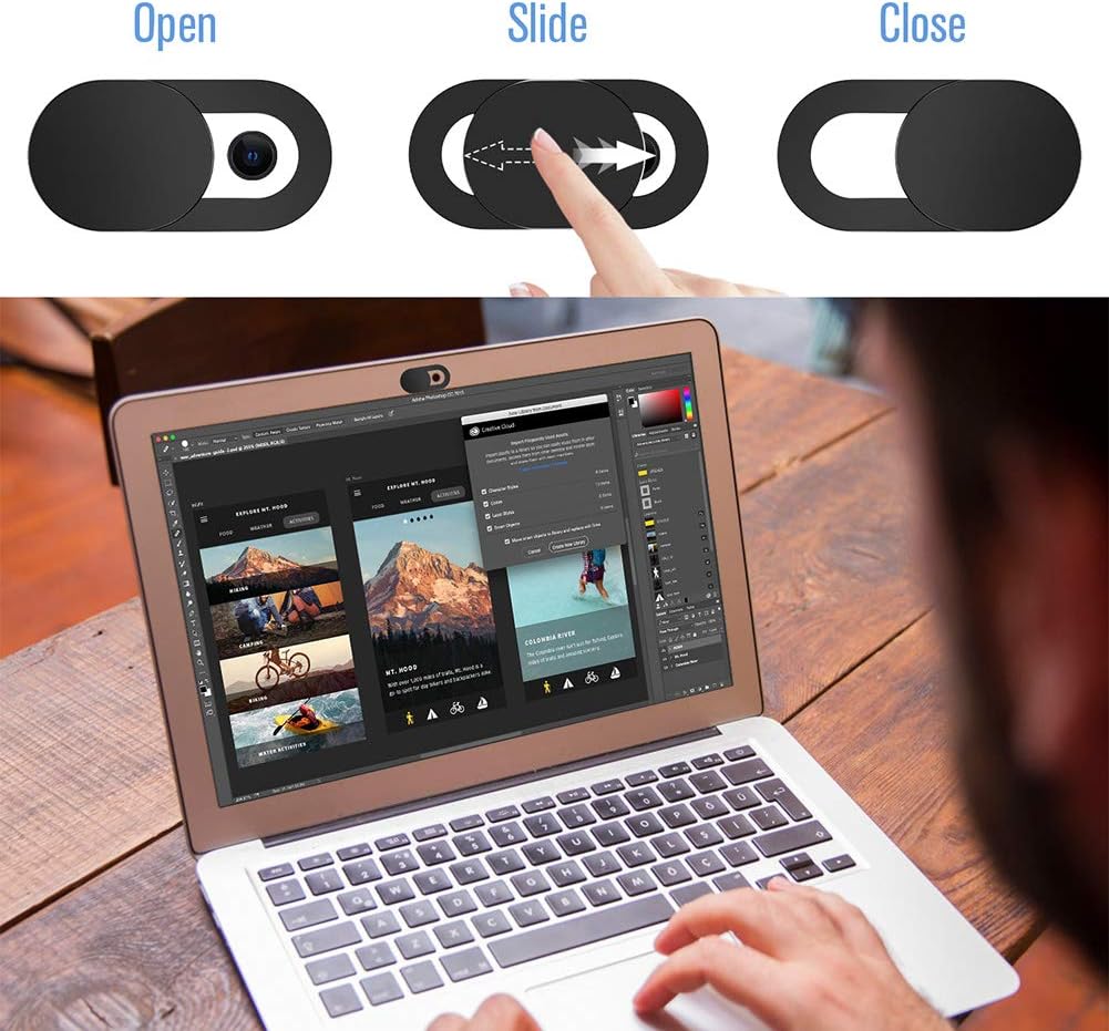 Webcam Cover Slide,[6 Pack] Ultra-Thin Laptop Web Camera Cover Compatible with MacBook,Laptop,PC,Computer,iMac,iPad, iPhone 6/7/8 Plus. 0.022in Thick Web Blocker Protect Your Privacy and Security
