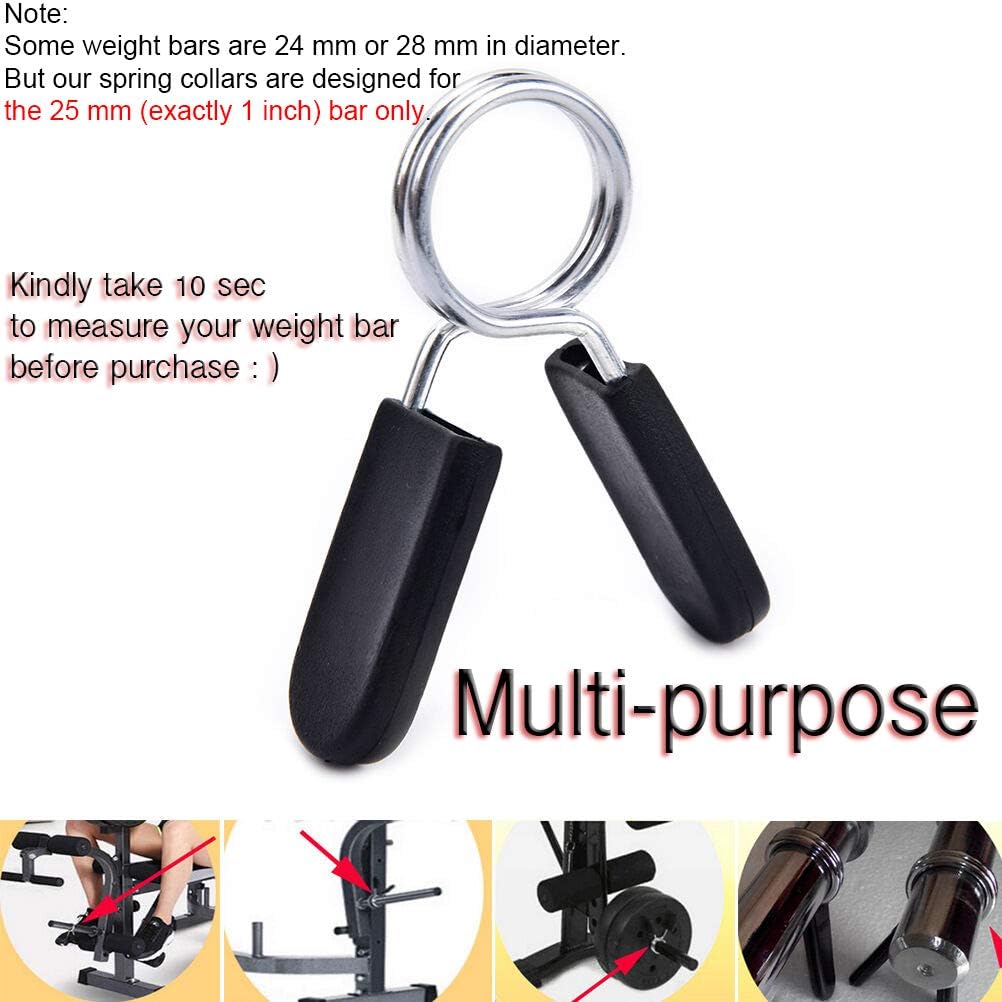 1 inch (25 mm) Spring Clip Collars with Easy-Grip Handle for Smooth Dumbbell Handle or Weightlifting Barbell (Pack of 4)