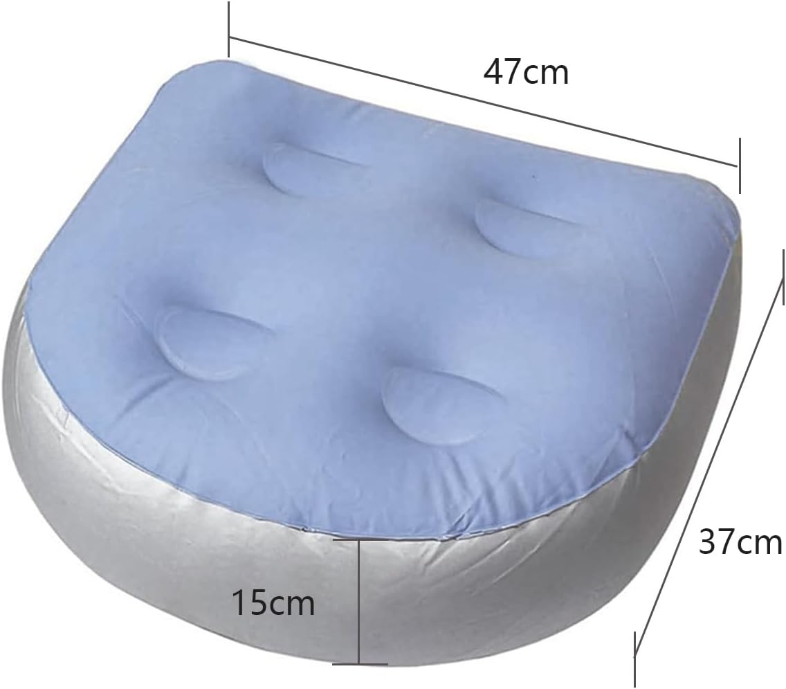 Hot Tub Booster Seat, Soft Comfortable Spa Cushion Pad, with 4 Pcs Suction Cups, Inflatable Booster Seat, Inflatable Back Support Bath Spa Pad, for All Spas and Hot Tubs (Blue)