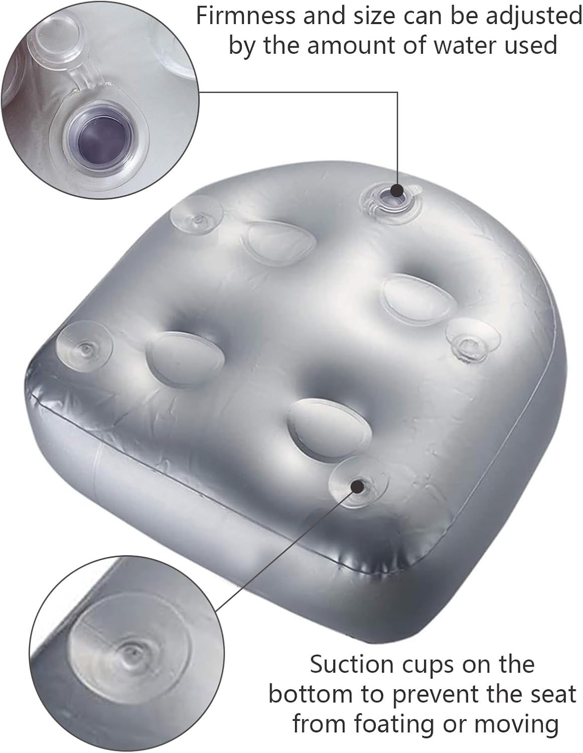 Hot Tub Booster Seat, Soft Comfortable Spa Cushion Pad, with 4 Pcs Suction Cups, Inflatable Booster Seat, Inflatable Back Support Bath Spa Pad, for All Spas and Hot Tubs (Blue)