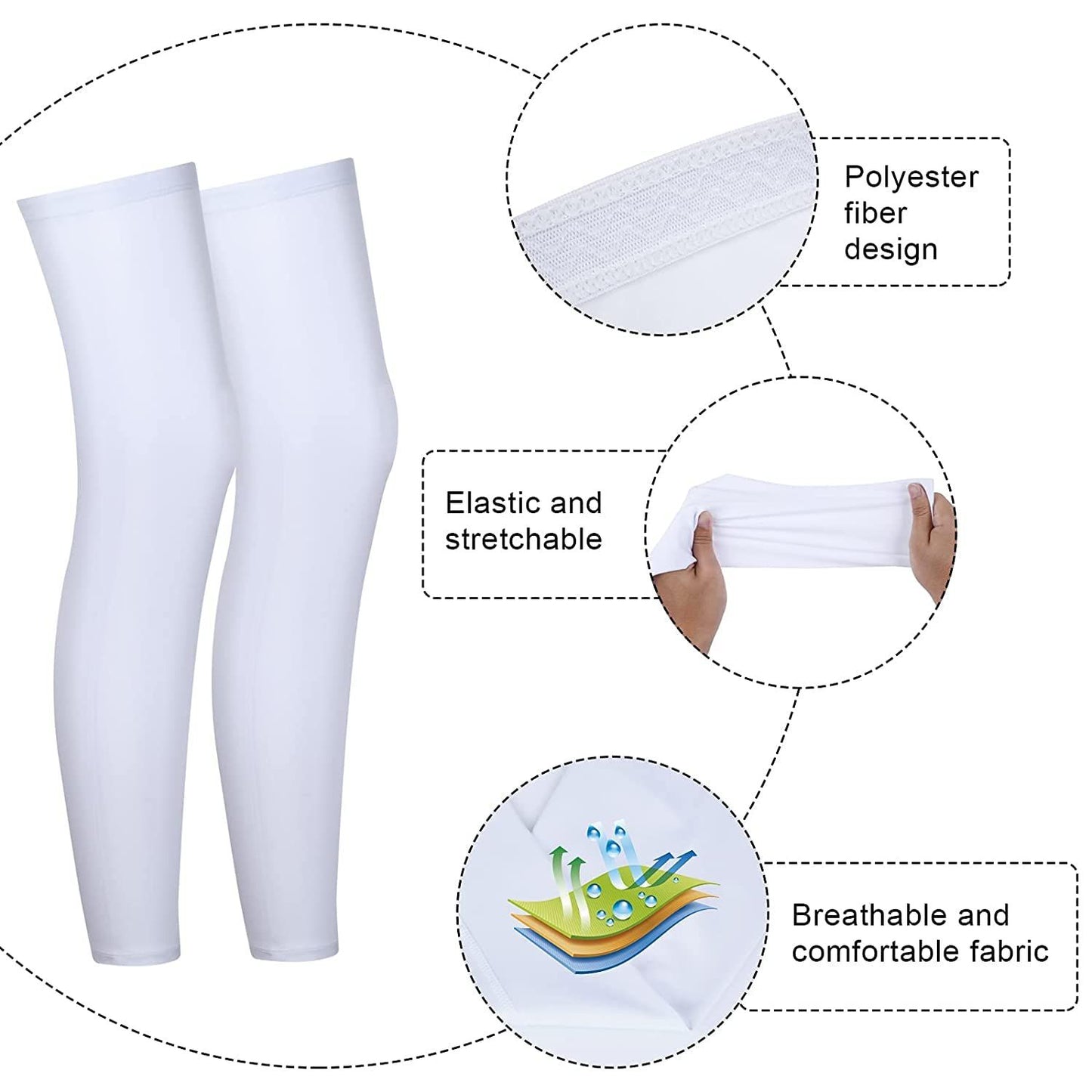 4 Pieces Sports Leg Sleeves, Breathable Sun Protection Leg Covers, Quick-Dry Full Length Leg Sleeves for Men Women, Ideal for Running Basketball Cycling