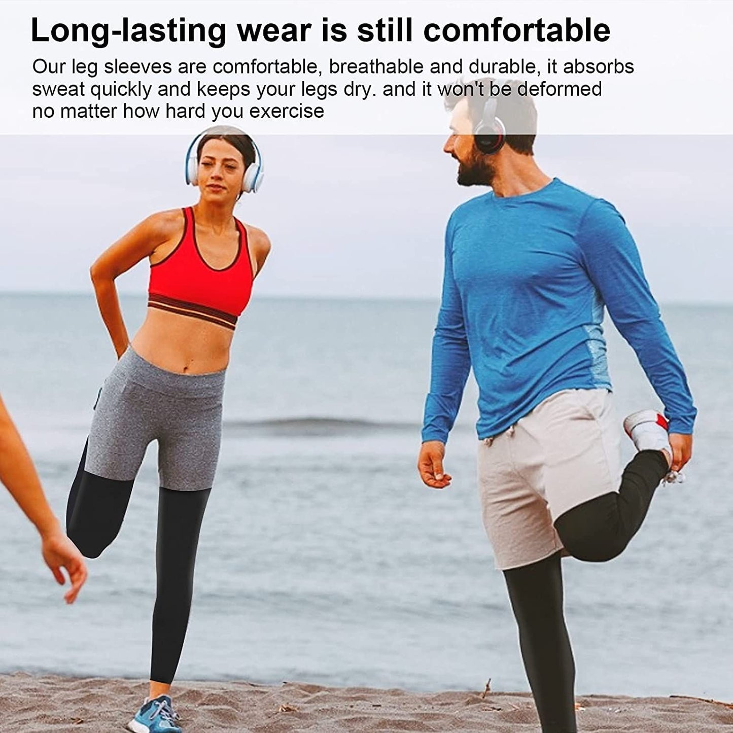 4 Pieces Sports Leg Sleeves, Breathable Sun Protection Leg Covers, Quick-Dry Full Length Leg Sleeves for Men Women, Ideal for Running Basketball Cycling