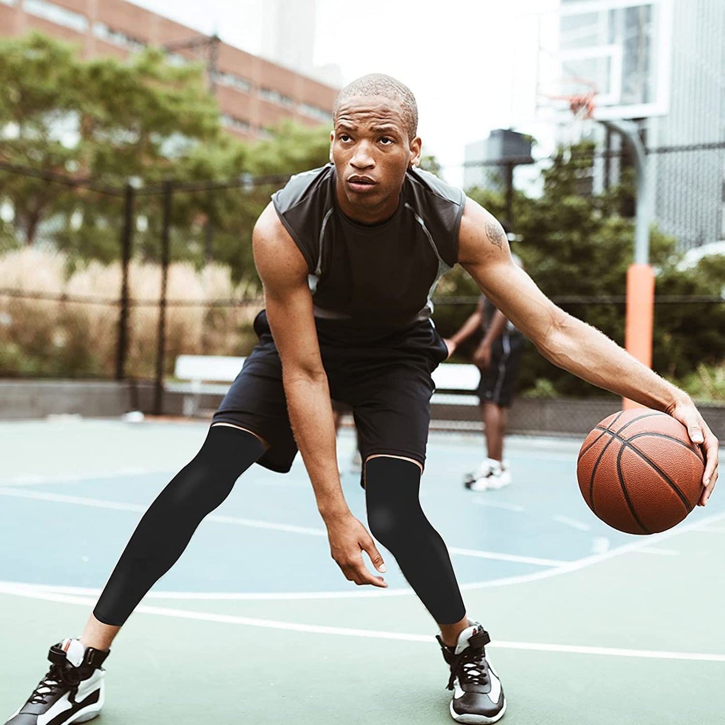 4 Pieces Sports Leg Sleeves, Breathable Sun Protection Leg Covers, Quick-Dry Full Length Leg Sleeves for Men Women, Ideal for Running Basketball Cycling