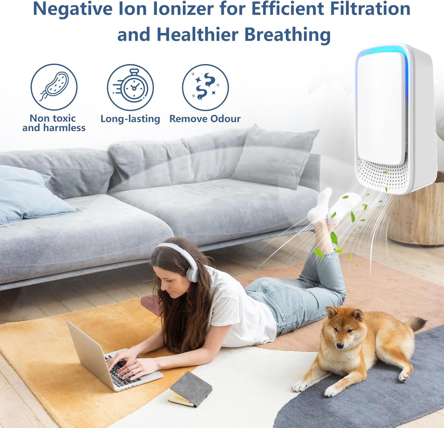 2 Pack Plug-In Negative Ion Ionizer for Home, Office, Kitchen, Bedroom, Bathroom - Filterless, Quiet Operation, Portable Mini Air Cleaner