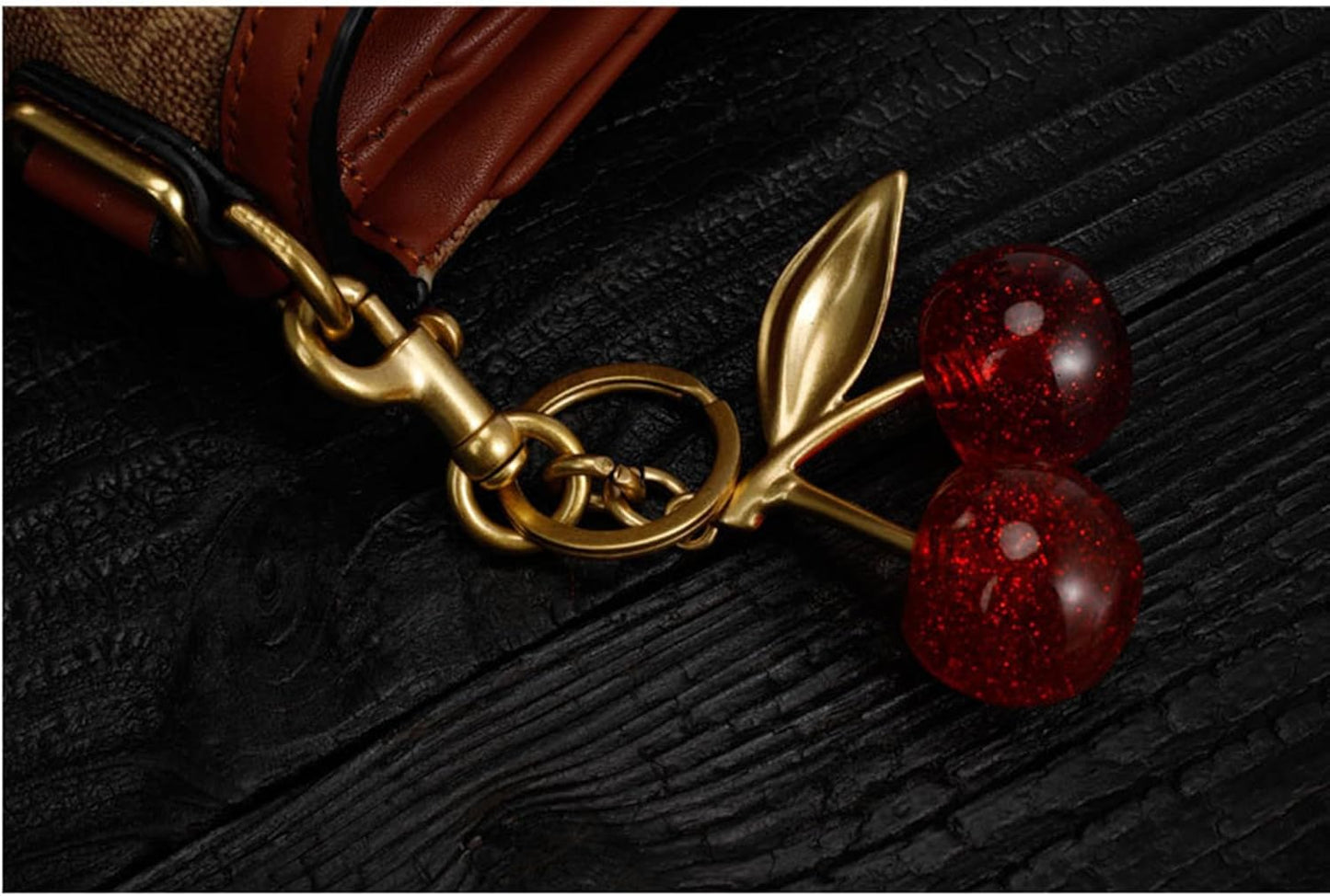 Cherry Bag Charm, Cute Keychain with Metal Key Ring and Clip, Cherry Charm for Purse,Key,Car Remote,Bags Accessories for Women Girls, Medium, Resin, Metal, No Gemstone
