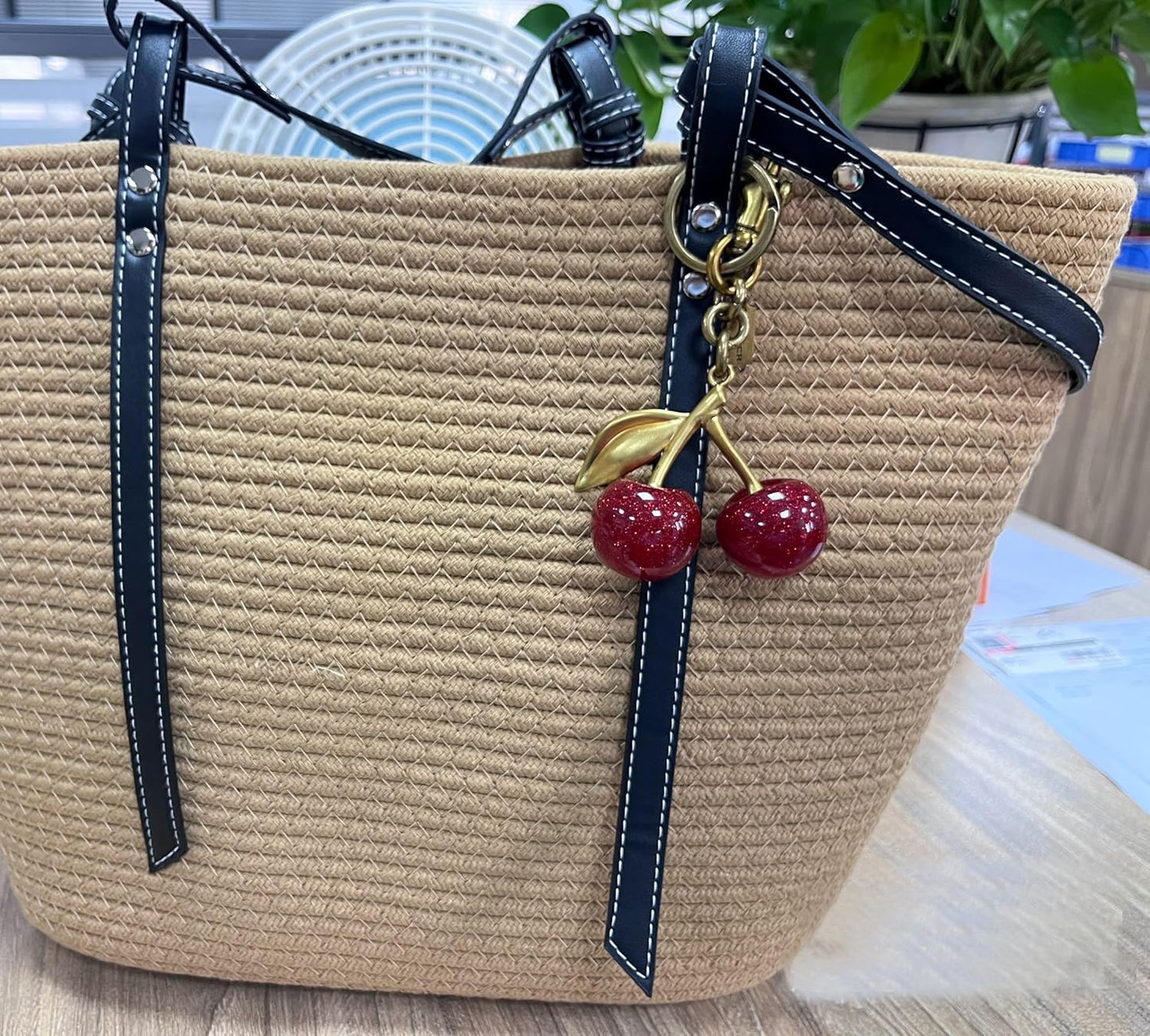 Cherry Bag Charm, Cute Keychain with Metal Key Ring and Clip, Cherry Charm for Purse,Key,Car Remote,Bags Accessories for Women Girls, Medium, Resin, Metal, No Gemstone