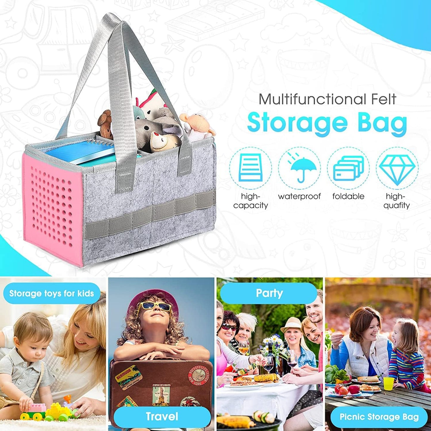 Carry Bag for Toniebox Audio Player Starter Set,Felt Organizer Case for Tonie Starter Set Storage Bag