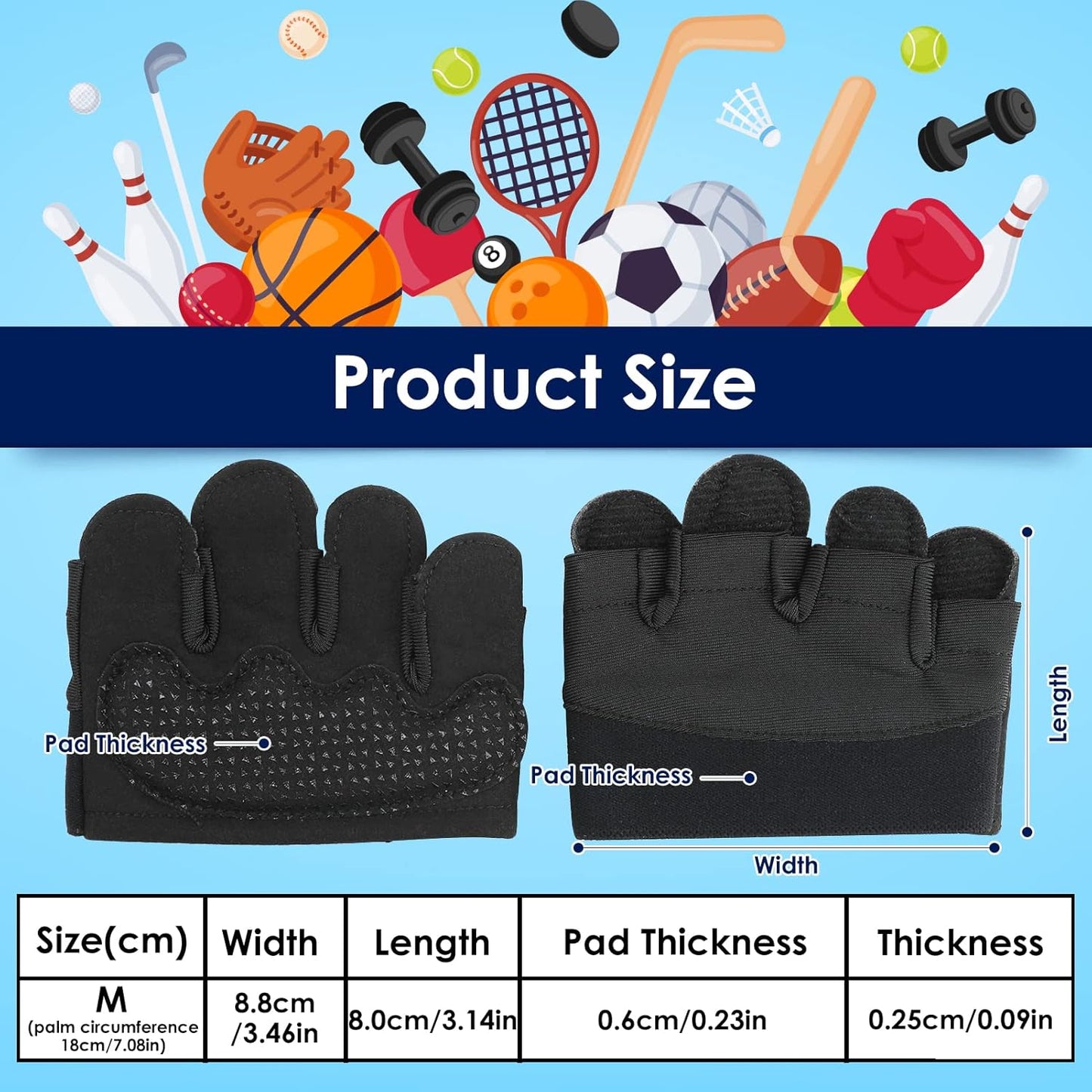 Grip Workout Gloves, Gym Gloves for Weight Lifting Kettlebell Pull-Ups Row Cross Training Non-Slip Silicone Four Finger Fitness Exercise Men and Women Black