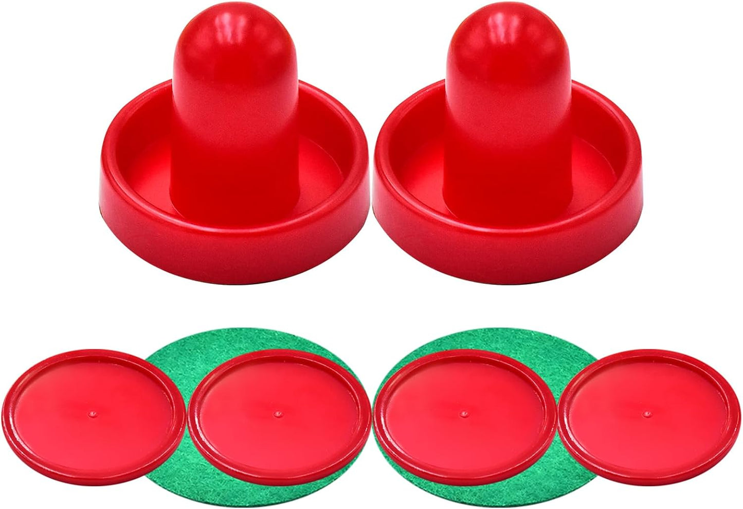 Mini Air Hockey Set - 2 Red Pushers and 4 Red Pucks (60mm) - Great Goal Handles and Paddles Replacement Accessories