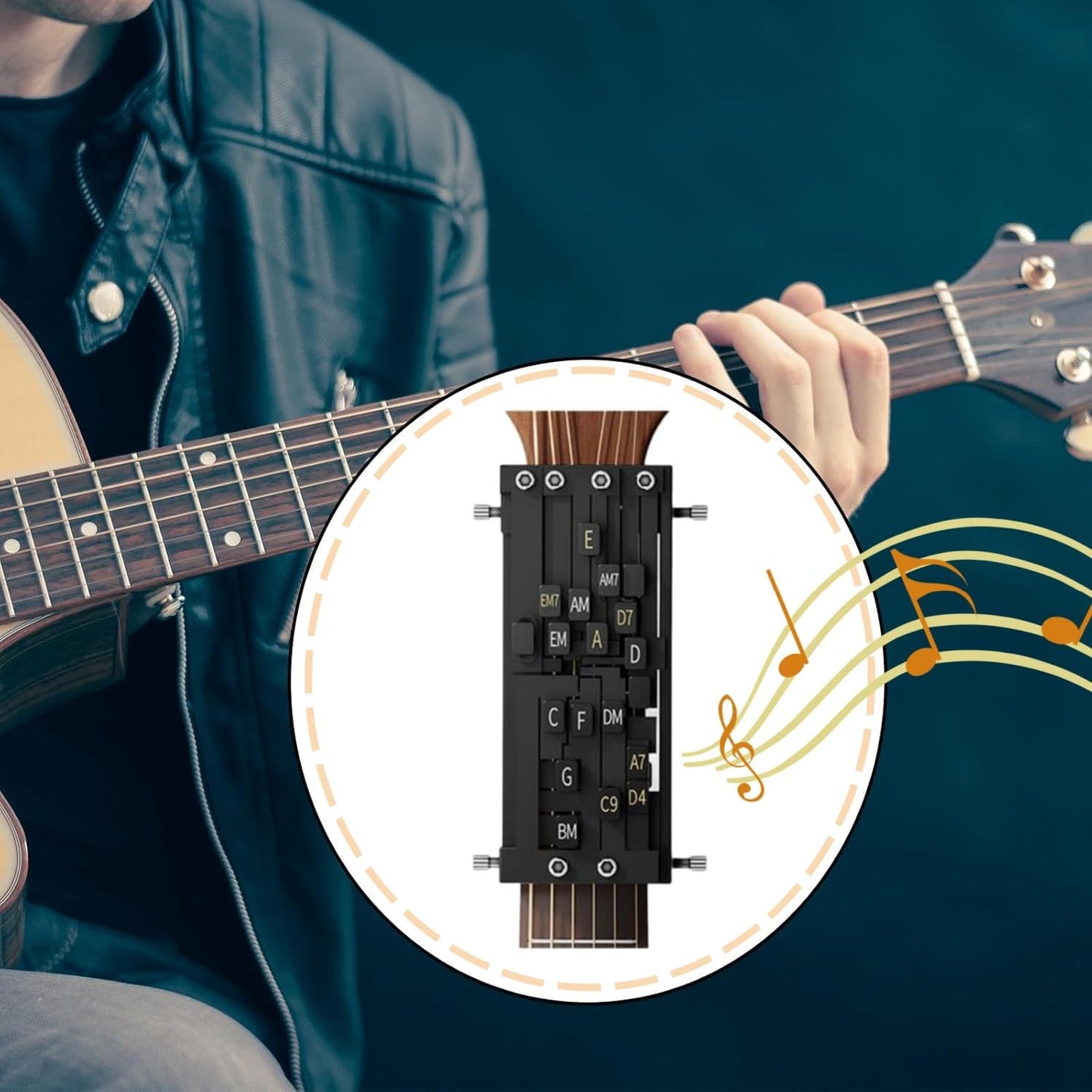 Guitar Chord Presser - Guitar Aid Chords Trainer,electric guitar auxiliary, guitar learning tool for beginners,portable guitar chord training aid, practice suitable for family children and friends (1)