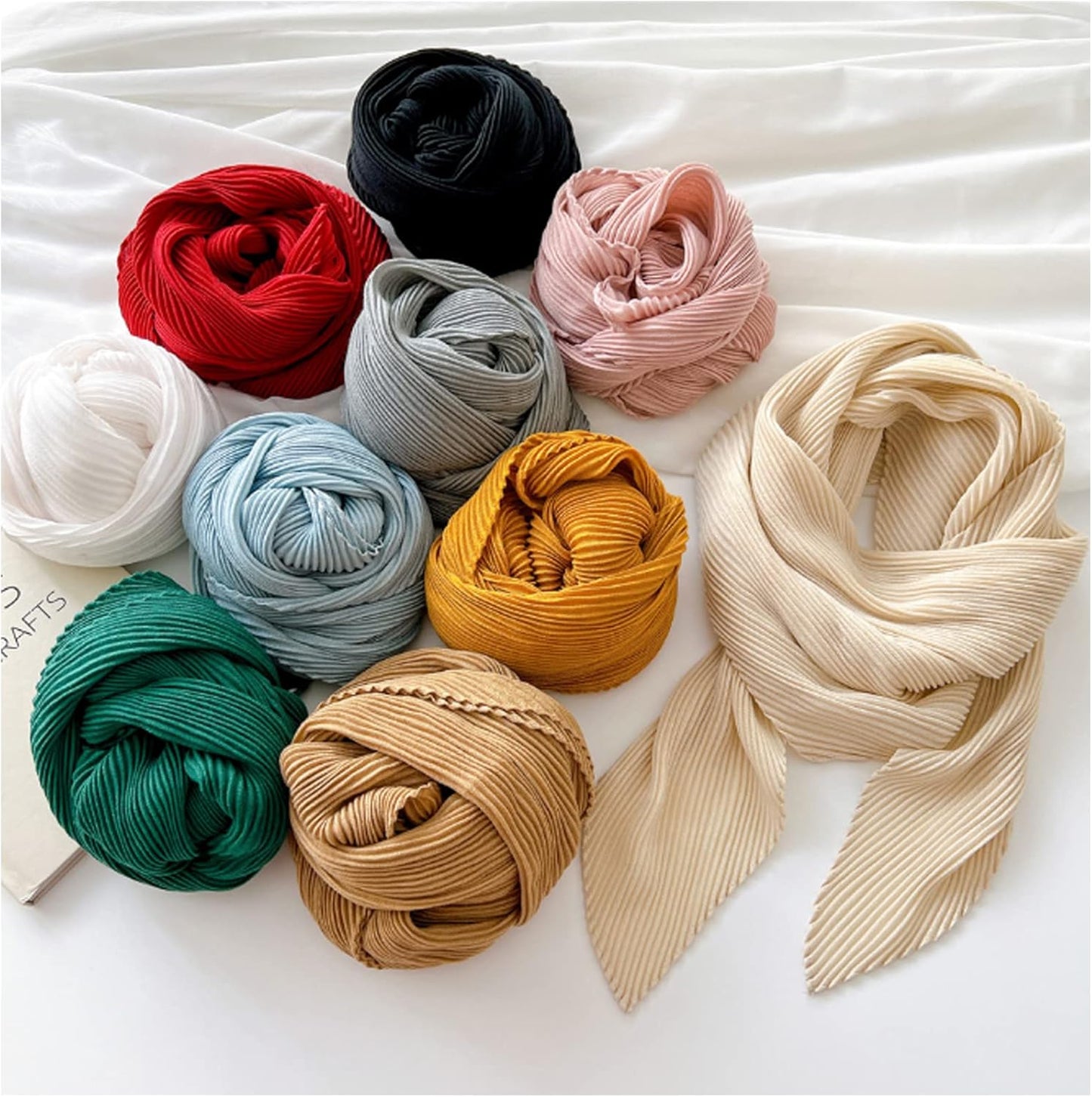 Crinkle Solid Color Cotton Hemp Small Square Scarfs Silk Scarf,Female Four Seasons Thin Wrap Scarf Head Shawl