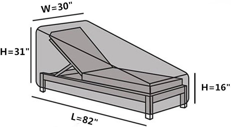 Sun Lounger Cover Waterproof Patio Chaise Lounge Chairs Cover Sunbed Recliner Protective Cover Outdoor Garden Furniture Cover 208 x 76 x 41/79cm