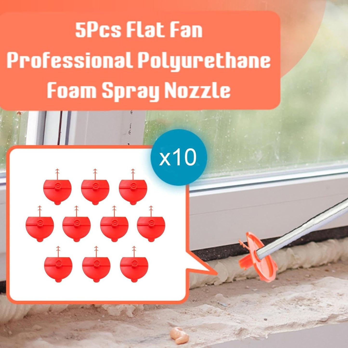 Flat Sprayer Nozzle | 10X Flat Fan Foam Sprayer Nozzles - Glue Caulk Nozzle, Professional Reusable Spray Foaming Jets for Foam Expansion Vertical and Ceiling