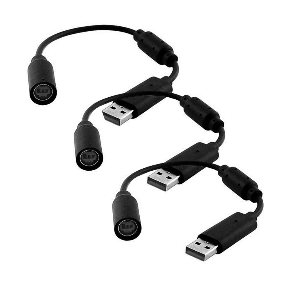 Replacement Dongle USB Controller Breakaway Cable Cord Game Controller Adapter for Xbox 360 PC Wired Controller Rock Band and Guitar Hero - Black (3 Pack)